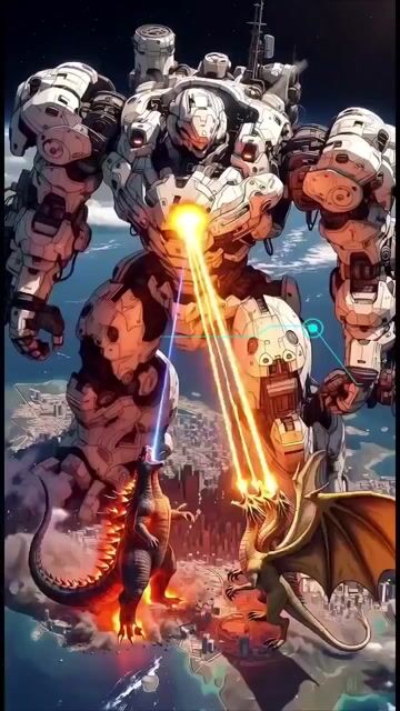 Epic Mecha vs Kaiju Aerial Battle