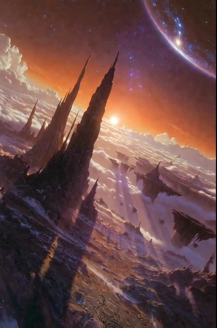 Floating rock spire landscape