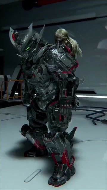 Futuristic Mech and Pilot Orbiting Shot