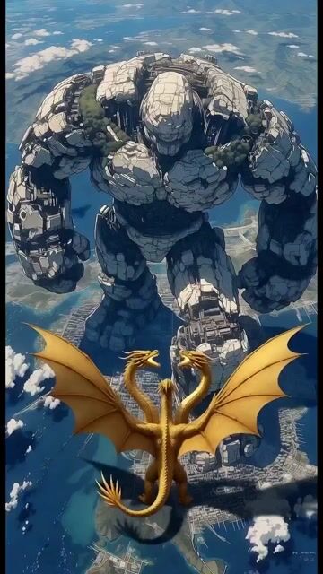 Robot vs Golden Dragon Epic Battle
