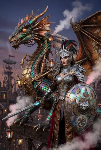 Steampunk Dragon and Warrior Queen
